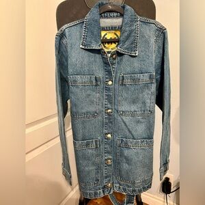 MICHAEL KORS Blue Denim Cargo Field Coat‎ Gold Buttons